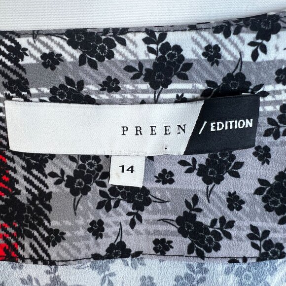 Preen Edition Mixed Media Wrap Dress Plaid Floral Red Black US 10 - Picture 4 of 11